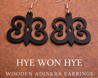 Hye Won Hye Wooden Earrings – Adinkra Symbol of Endurance & Resilience