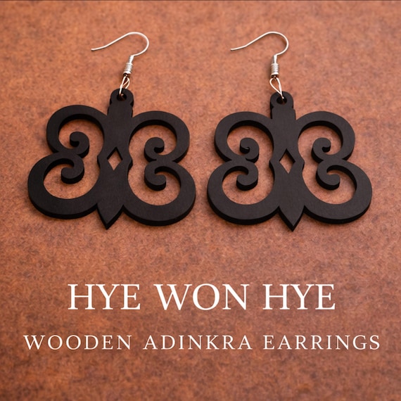 Hye Won Hye Wooden Earrings – Adinkra Symbol of Endurance & Resilience