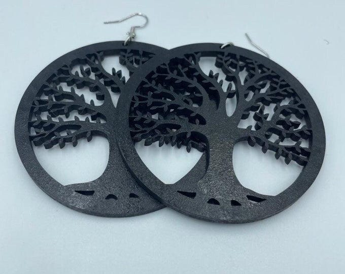 Tree Of Life Acrylic Earrings [ Fashion Jewelry ~ Minimalist Statement Jewelry ~ Boho ~ African ~ Summer ~ Wood or Acrylic Styles]