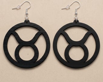 Taurus Zodiac Wood Earrings | Laser Cut Astrology Jewelry (3 Inches)