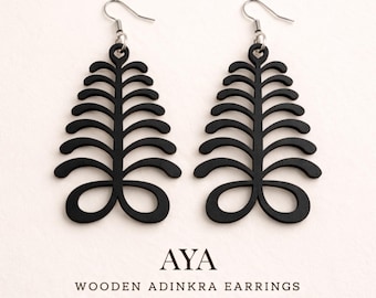 Aya Wooden Earrings – Adinkra Symbol of Endurance & Resilience
