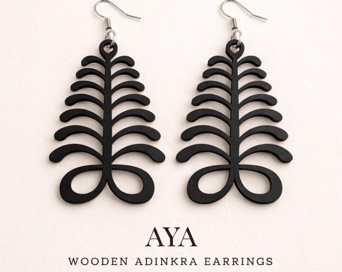 Aya Wooden Earrings – Adinkra Symbol of Endurance & Resilience