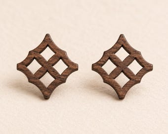 Statement-Ohrringe aus Eban-Holz – Afrikanischer Adinkra-Schmuck, Liebe & Schutz