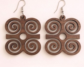 Dwennimmen Wood Earrings – Adinkra Symbol of Strength & Humility