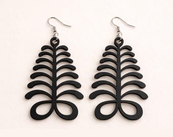 Aya Wood Earrings - Resilience Jewelry, Adinkra Symbol of Endurance, Lightweight African Statement Earrings