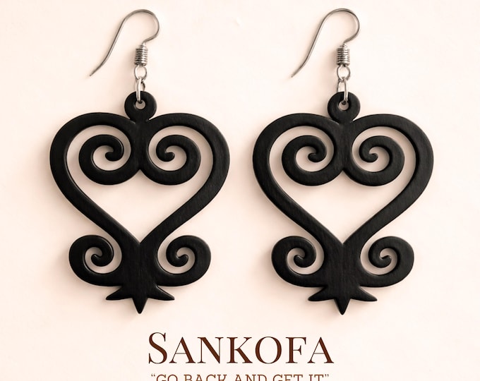 Sankofa Wooden Earrings – Adinkra Symbol of Wisdom & Reflection