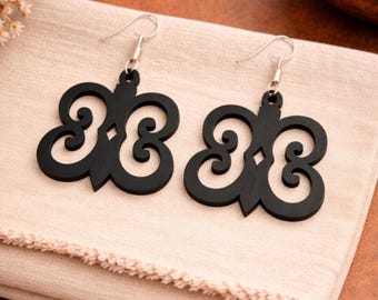 Hye Won Hye Wood Earrings – Adinkra Symbol of Endurance & Resilience