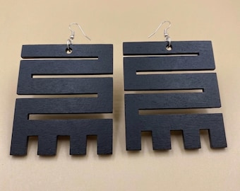 Nkyinkyim Adinkra Wood Earrings – Symbol of Initiative & Transformation