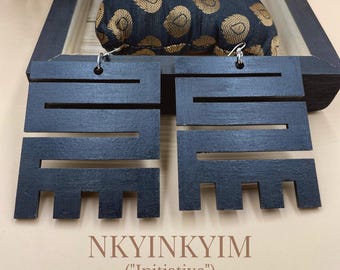 Nkyinkyim Adinkra Earrings – Symbol of Initiative & Transformation