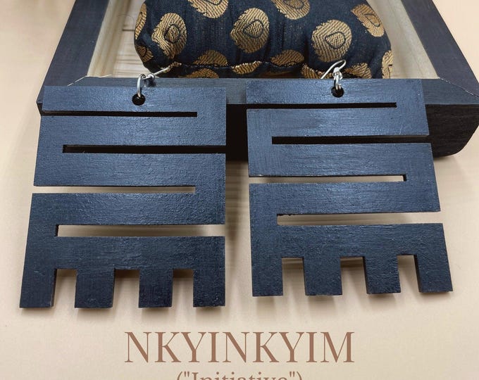NKYINKYIM (Initiative) Adinkra Earrings [ Fashion Jewelry ~ Minimalist Statement Jewelry ~ Boho ~ African ~ Summer ~ Wood or Acrylic Styles]