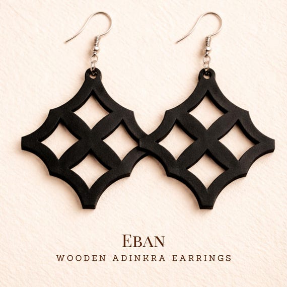 Eban Wooden Earrings – Adinkra Symbol of Protection & Security