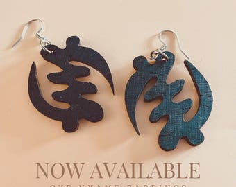 Gye Nyame — Faith, Sovereignty & Divine Power | Wooden Adinkra Earrings | Ghana African Culture