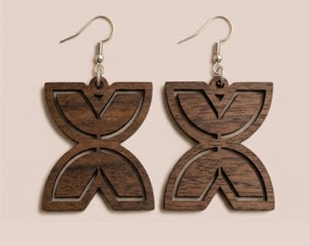Fawohodie Wooden Earrings – Adinkra Jewelry | Symbol of Freedom & Independence | Natural or Black Wood