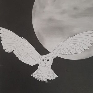 Owl in Flight - A3 print