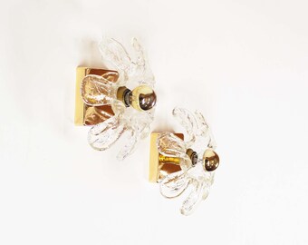 Pair of 1970's Murano Glass 'Flower' Wall Sconces by AV Mazzega