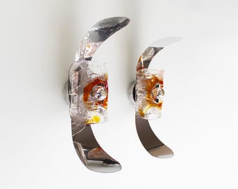 1 von 2 Paaren – Set (2) Muranoglas-Wandleuchten aus den 1970er Jahren von AV Mazzega