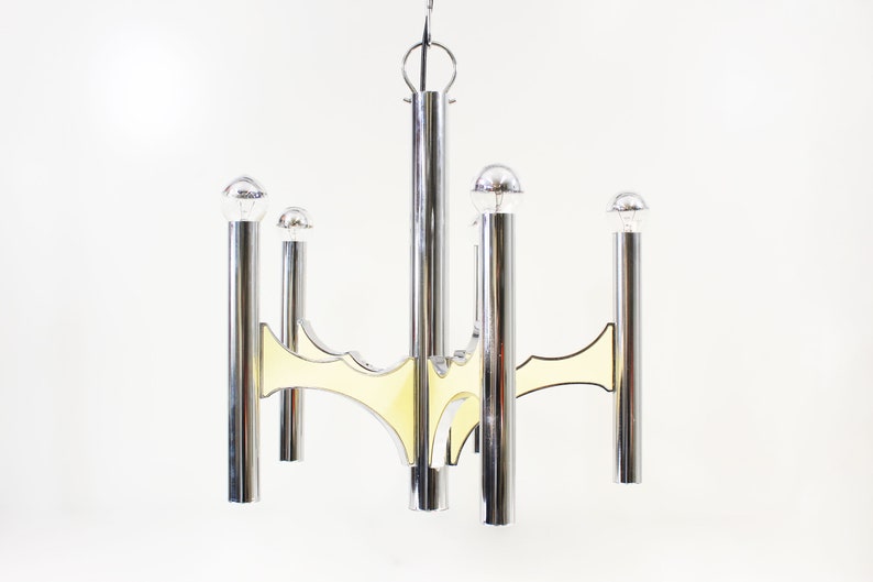 Sciolari Chrome Space Age Chandelier Vintage Chandelier by Gaetano Sciolari