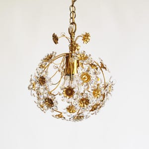 Gilt and crystal glass Chandelier by Palwa, Germany 1970's