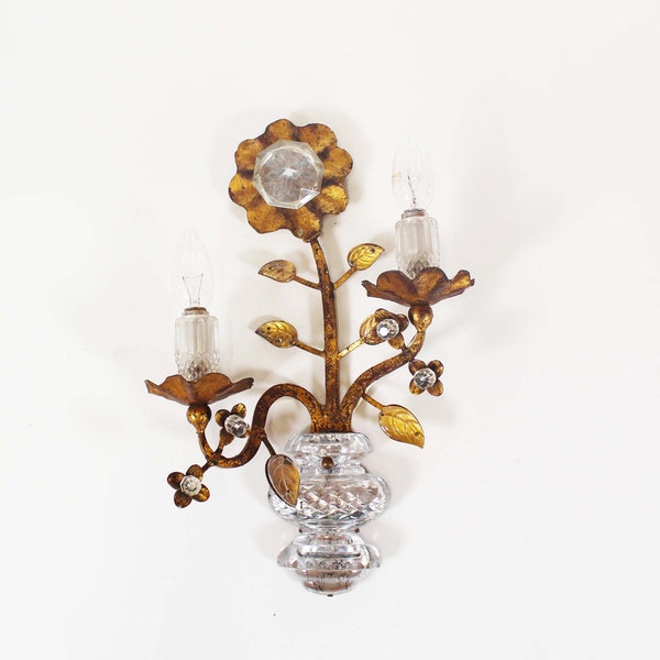 Single Bagues style crystal and gilt sconce by Banci Firenze