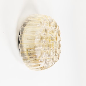 1 of 2 - Stunning (25cm) amber glass &#39;ribbon&#39; flush mount light by Helena Tynell for Glashutte Limburg - Germany 1960&#39;s
