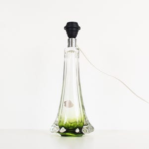 Vintage Belgian crystal glass table lamp by Val Saint Lambert - Sommerso glass style table lamp by Val Saint Lambert
