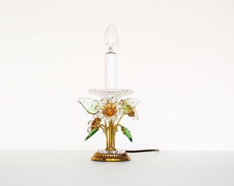 Incroyable lampe de table Floral en doré et cristal par Palwa - Lobmeyr