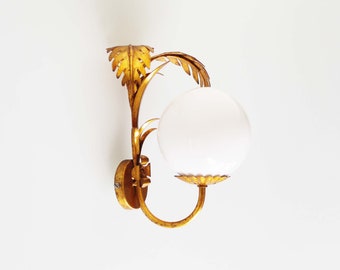 1 of 3 - Original 1970's gilt and glass palm leaf wall sconces by Hans Kögl