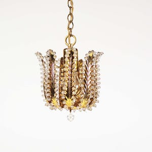 Gilt and crystal glass 'cage' pendant by Palwa, Germany 1970's