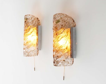 Stunning pair of Vintage Murano Glass wall lamps by Kaiser Leuchten