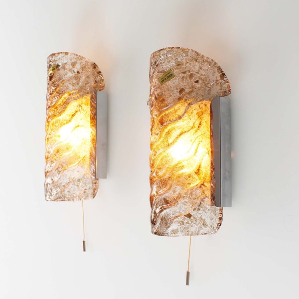 Stunning pair of Vintage Murano Glass wall lamps by Kaiser Leuchten