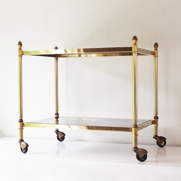 Vintage French Bar Cart in Neoclassical Style - Vintage Serving Trolley in the Style of Maison Jansen