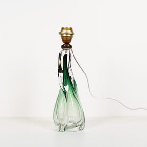 Vintage Belgian crystal glass table lamp by Val Saint Lambert - Sommerso glass style table lamp by Val Saint Lambert