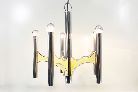 Sciolari Chrome Space Age Chandelier Vintage Chandelier by Gaetano Sciolari