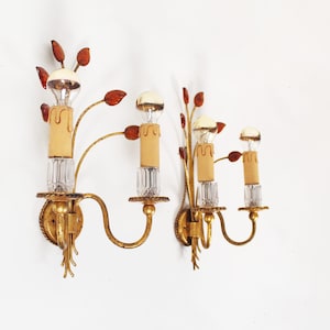 Set of Bagues style crystal and gilt sconces by Banci Firenze