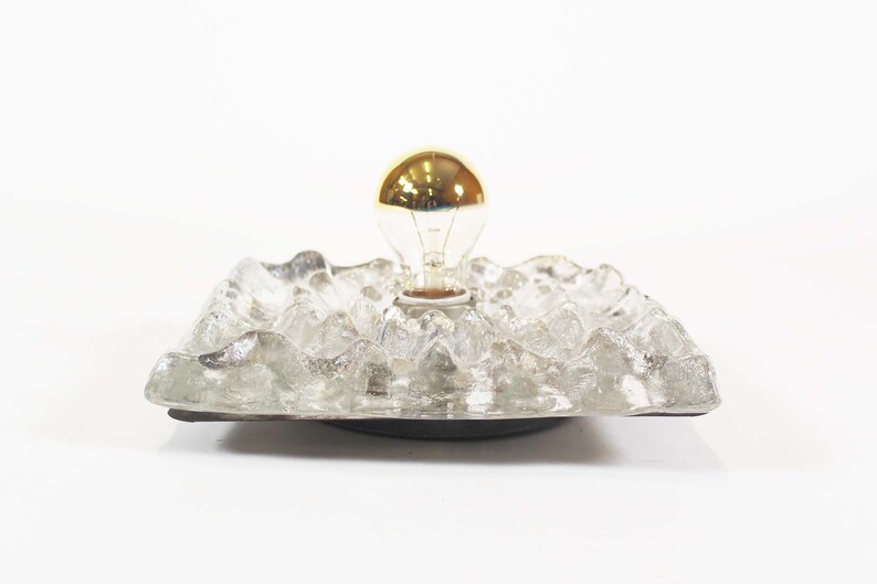 Large ice glass flush mount light by Hoffmeister Leuchten image 9