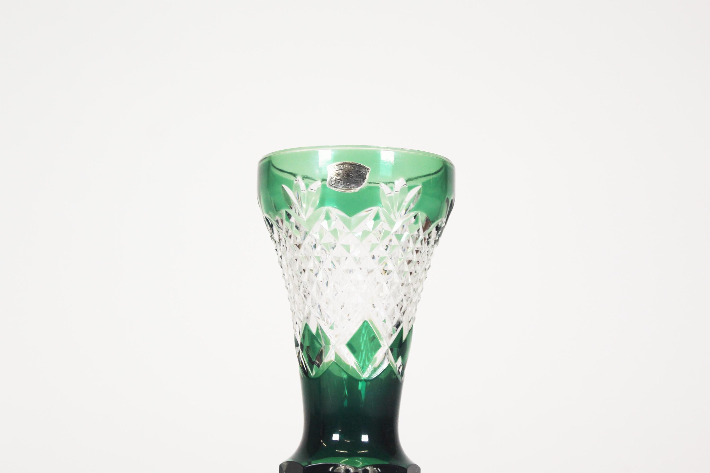 ヴァル・サン・ランベール - 緑と白のクリスタルの花瓶、ダブル