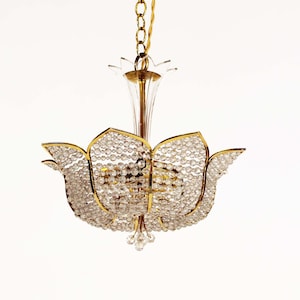 Medium sized crystal glass 'Tole' chandelier light by Palwa, Germany 1970's