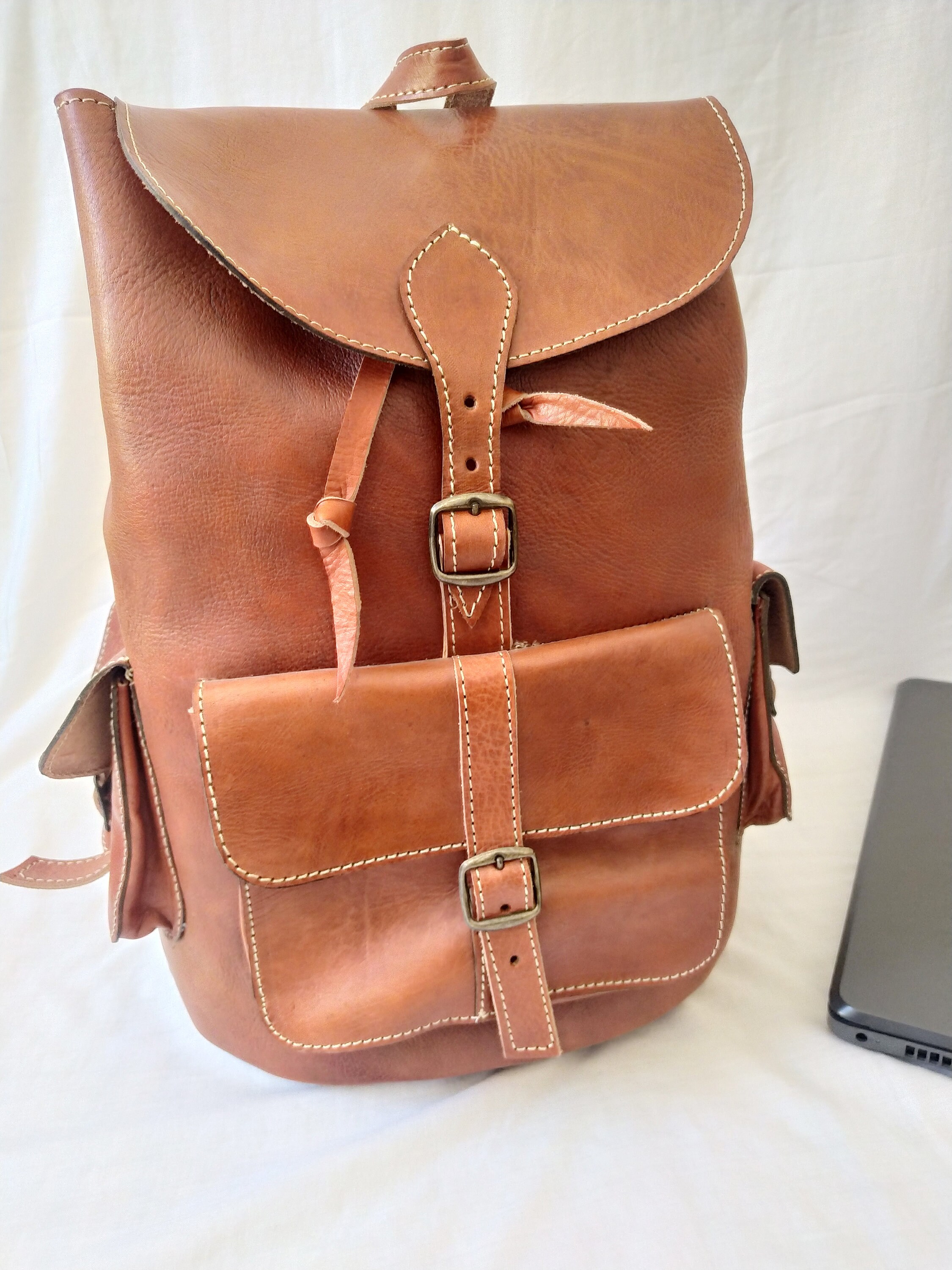 cowhide leather backpack