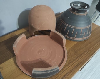 Kerzenwärmer-Schwarze Linien-10 Zoll-Home Heater-Dome-Wärme-Natürliche Heizung, Keramik Heizung-Die Funcional Größe 9-10 x 9-10 Zoll-Terrakotta