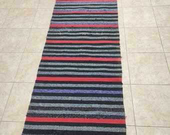 Orlon(acrylic) and Cotton Runner colorful rug-278x74 cm or 109x29 inches. For corridor hallway Handwoven carpet-gift for mother the Carpet