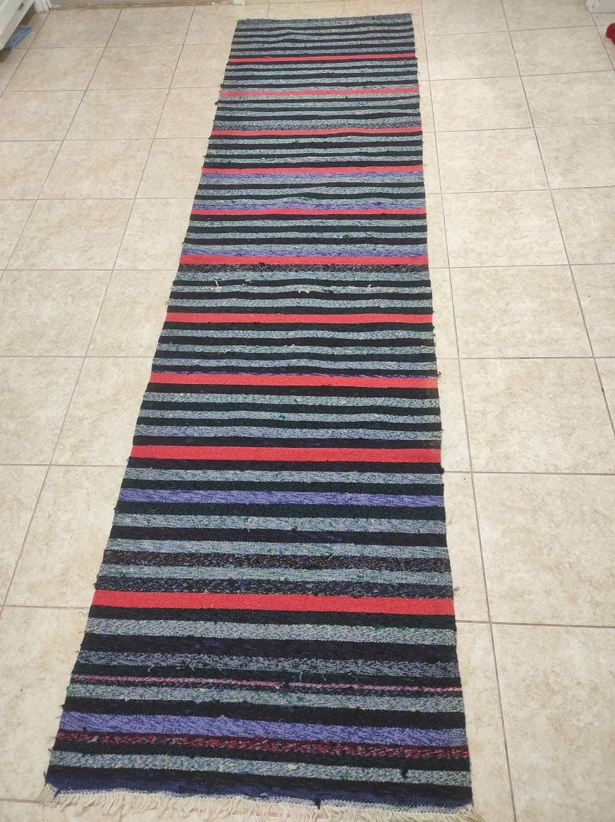Orlon (Acryl) und Cotton Runner bunter Teppich-278x74 cm oder 109x29 Zoll. Für Flur Diele Handgewebter Teppich-Geschenk für Mutter der Teppich