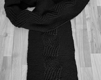 Ready To Ship Black Scarf, Knitting Scarf, Women Scarf, Handmade Scarf, Gift For Her, Accessories, Acrylic Scarf, Unique Scarf, Best Gift