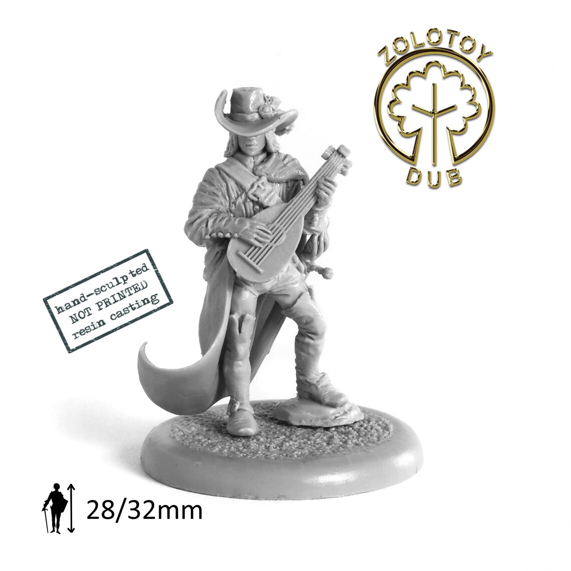 Bard miniature DND. DND bard miniature. 28 mm miniature. DND Etsy