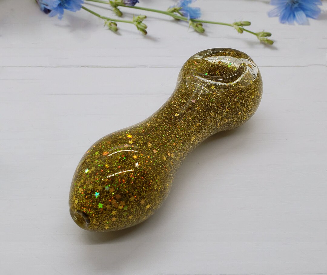 Glitter Glass Pipe 5 Glass Pipe Gold, Silver, Snow White, Hot Pink