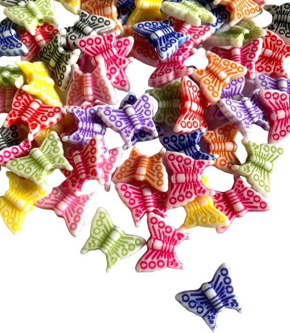 100 Multicolour Butterfly 15mm x 12mm  Acrylic Beads