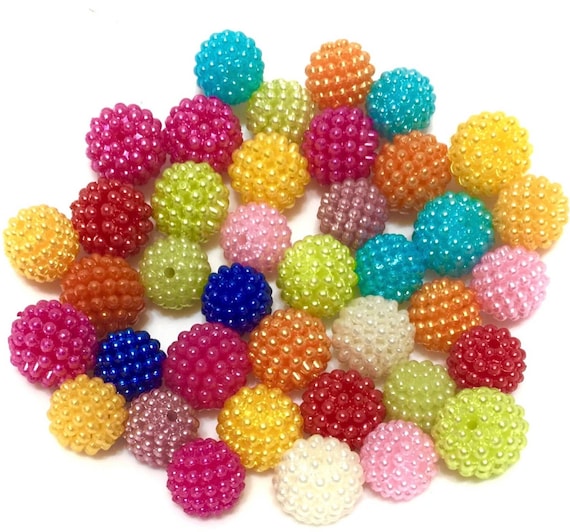 40x Mix Sizes Faux Pearl Cluster Design Resin Beads for Jewellery Craft