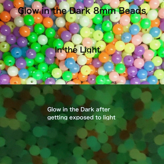 100x Multicoloured Glow in the Dark 8mm Round Acrylic Beads