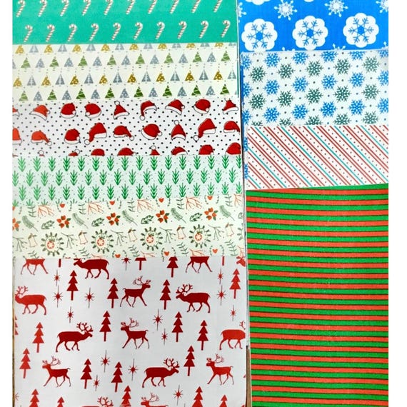 Christmas Theme Fabric Self Adhesive 30 sheet A6 Sticker Multicolour for Crafting