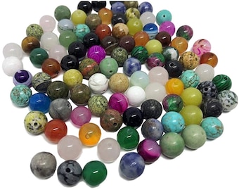 65 pcs  Mix Semi-Precious Natural Stone 5.8mm to 6.5mm Beads