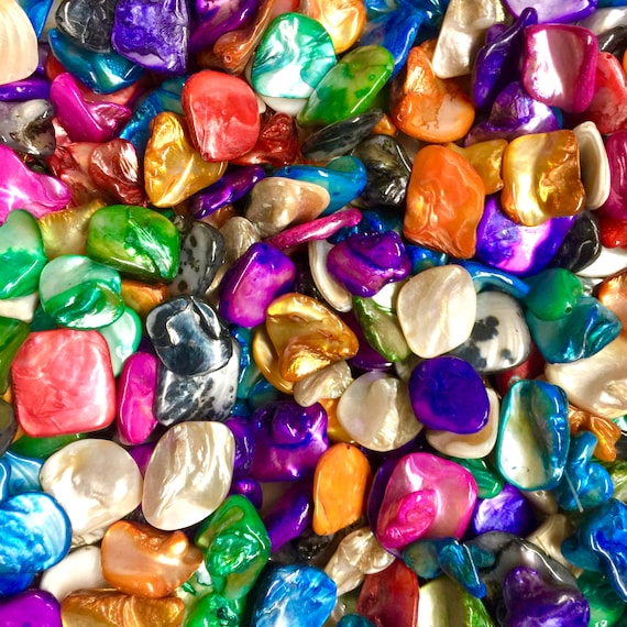 30x Mix Shapes Multicoloured MOP Shell Beads